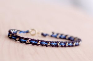 Thin Blue Line Woven Gold Bracelet From nutmegan